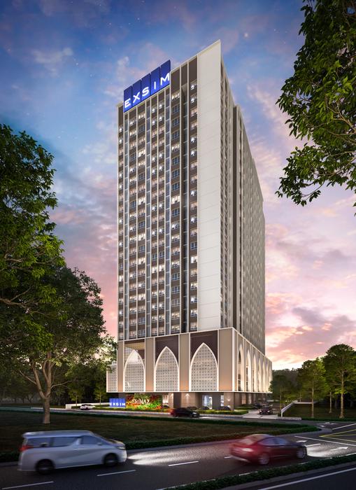 Architectural render of Erinaz Suites @ Kubang Kerian, a direct developer serviced residence in Kota Bharu, Kelantan