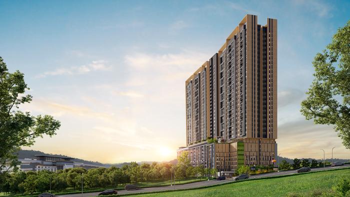 Architectural render of D'Evia Residences @ Kwasa Damansara, a direct developer serviced residence in Petaling Jaya, Selangor